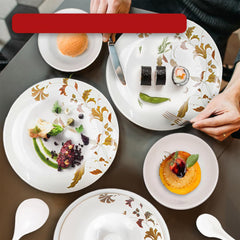 Heart Home 32 Pieces Round Melamine Microwave & Dishwasher Safe Dinnerware Kitchen Crockery Set | Glossy Dinner Sets & Kitchen Set for Home | Deluxe Lavender Floral - White