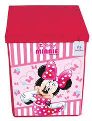 Heart Home Disney Minnie Print Non Woven Fabric Foldable Laundry Basket, Toy Storage Basket, Cloth Storage Basket with Lid & Handles (Pink)-HEART10402