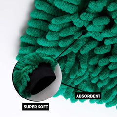 Homestic Pack of 2 Chenille Dry Mitt Gloves|Multi-Purpose Gloves for Kitchen, Home & Laptop Cleaning|Lint & Scratch Free|Super Absorbent|Extra Large But Light Weight |FH8059|Emerald Green
