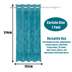 Heart Home Door Curtain|Darkening Door Curtains|Premium Drapes for Bedroom|Sheer Curtain with 8 Rings|Parda for Living Room|Net Frill Door Curtain|7 Ft|SY27|Green