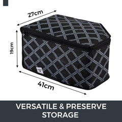 Kuber Industries Blouse Cover | Clothes Storage Bag | Zipper Wardrobe Organizers | Non-Woven Clothes Organiser | Side Transparent Blouse Organizer | Check-Design | Pack of 6 | Black