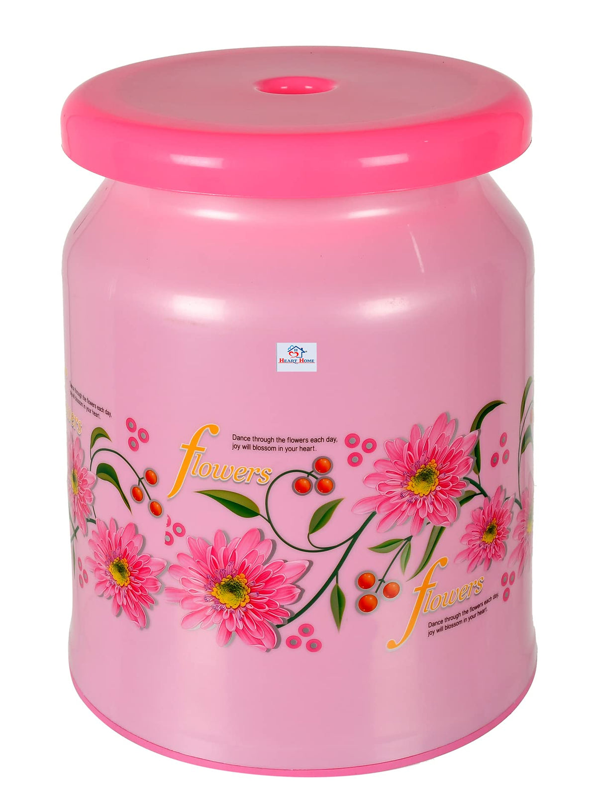 Heart Home Flower Design Multipurposes Plastic Sitting Stool (Pink)