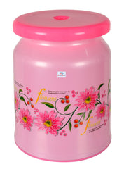 Heart Home Flower Design Multipurposes Plastic Sitting Stool (Pink)