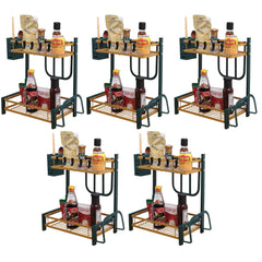 Kuber Industries 2-Layer Dish Drying Rack|Storage Rack for Kitchen Counter|Drainboard & Cutting Board Holder|Premium Utensils Basket Pack of 5 (Gold & Green)