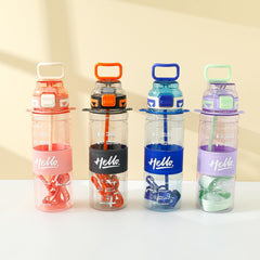 Kuber Industries Pack of 4 Kids Water Bottle With Straw |Sipper Water Bottle For Kids Boys Girls| Water Bottle with Locking Flip Lid | 800 ml |Blue | SYZ-7740C