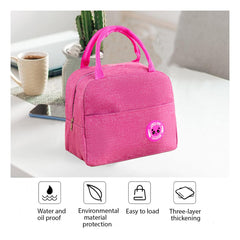 Homestic Lunch Bag | Lunch Bag for Office | Lunch Bag for College | Reusable Lunch Bag | Lunch Bag for Adults | Tiffin Lunch Bag with Handle | Plain | LYN12-FCA | Fushcia