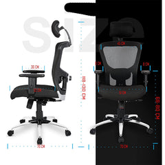 Kuber Industries Ergonomic Office Chairs for Work From Home | Comes with Manual Height Adjustable Armrest, Headrest & 2D Lumbar Support | Comfy Study Chair for Students with Wheels | Black