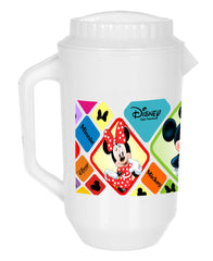 Heart Home Mickey Minnie Print Unbreakable Plastic Water Jug with Lid for Home, Kitchen, Office 2 Liter Pack of 3 (White)