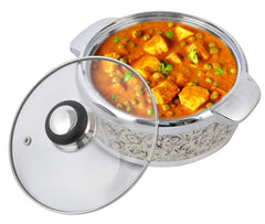 Heart Home Designer BPA Free Food Grade Inner Stainless Steel Casserole Keeps Chapati, Food, Curry With Lid, 1500ml- Pack of 2 (Brown)-HS42KUBMART25016