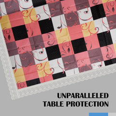 Heart Home Dining Table Cover | PVC Table Cloth Cover | 6-Seater Table Cloth | Table Protector Cover | Table Cover for Dining Table | Check Print Table Cover | 60x90 Inch | DTC | Multi