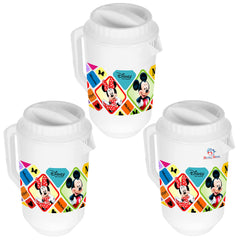 Heart Home Mickey Minnie Print Unbreakable Plastic Water Jug with Lid for Home, Kitchen, Office 2 Liter Pack of 3 (White)