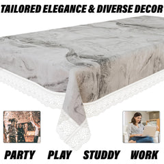 Heart Home Dining Table Cover | PVC Table Cloth Cover | 8 Seater Table Cloth | Marble Table Cover | Table Protector | Table Cover for Dining Table | 60x108 Inch | DTC | Gray