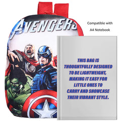 Kuber Industries Marvel Avengers Plush Backpack|2 Compartment Velvet School Bag|Durable Toddler Haversack for Travel,School with Zipper Closure (Red)