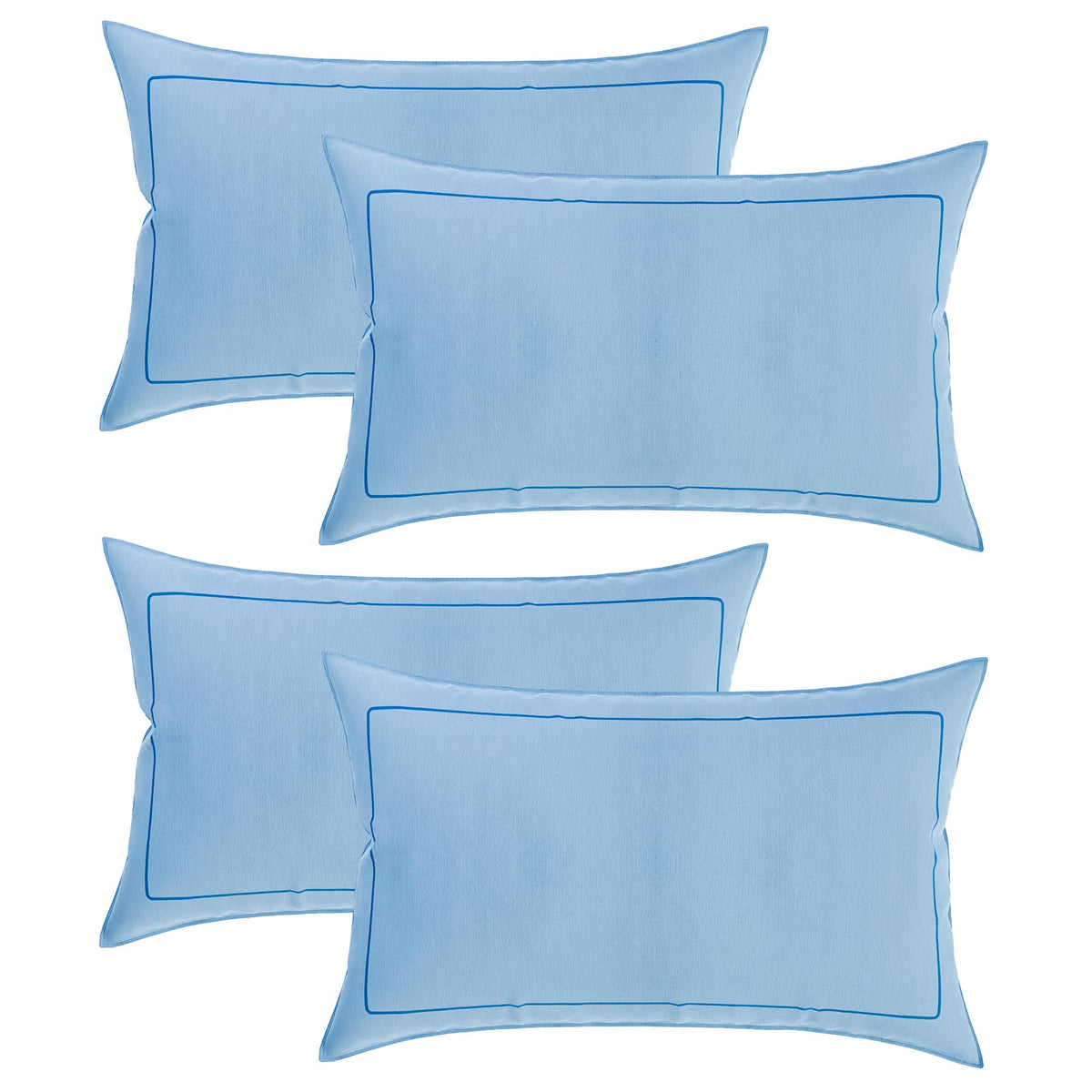 Heart Home Pillow Cover | Cotton Pillow Cover | Pillow Cover for Bedroom | Cushion Pillow Cover for Living Room | Plain Border Pillow Cover Set | Set of 4 | Sky Blue