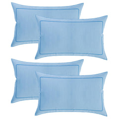 Heart Home Pillow Cover | Cotton Pillow Cover | Pillow Cover for Bedroom | Cushion Pillow Cover for Living Room | Plain Border Pillow Cover Set | Set of 4 | Sky Blue