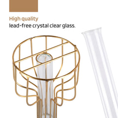 Kuber Industries (Set of 2) Metal Flower Vase Stand for Living Room Corner - Show Pieces for Dining Table - Comes with Glass Test Tube for Plants (Gold)