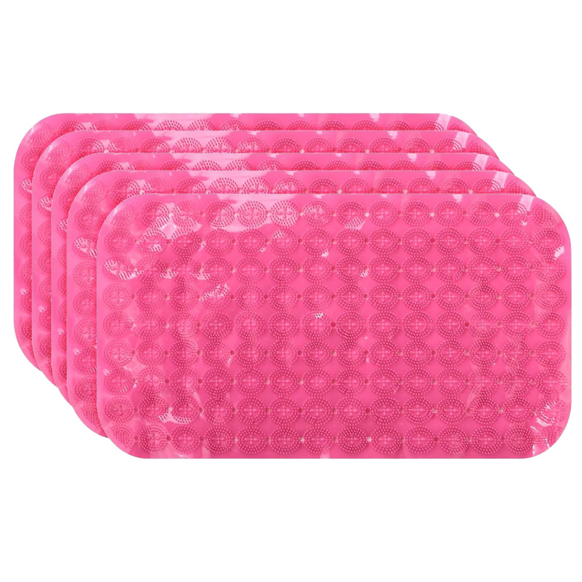 Kuber Industries Bath Mat | PVC Bathroom Mat | Shower Bath Mat | Floor Tub Mat | Foot Massager Mat | Anti-Skid Shower Bathroom Mat | B-02D |Pack of 5| Rose Red