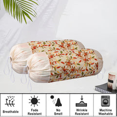Heart Home Bolster Covers | Polyester Bolster Cover Set | Diwan Bolster Cover Set | Bolster Pillow Cover | Embroidery Design Masand Cover | 16x32 Inch | Pack of 4 | Multicolor