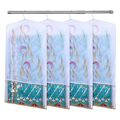 Heart Home Hanging Saree Cover | Brush Painting Pattern Saree Cover | Non-Woven Saree Covers for Home | Saree Cover with Small Transparent view | Pack of 6 | Golden