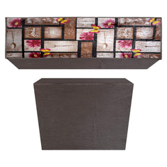 Kuber Industries Flower Design PVC Air Conditioning Dust Cover Indoor and Outdoor Waterproof Folding Spilt Ac Cover Set 1.5 Ton AC (Brown) - CTKTC040729