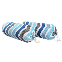 Heart Home Bolster Cover|Soft Cotton Bolster Cover Set|Diwan Round Bolster Pillow Covers|Luxurious Zig Zag Print Roll Masand Cover|16x32 Inch|Pack of 2 (Multi)