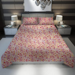 Urbane Home Double Bedsheet|Cotton 120 TC Luxury Printed Soft & Lightweight Bedsheet With 2 Pillow Covers (Red)