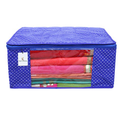 Kuber Industries Polka Dots 6 Piece Cotton 3 Layered Quilted Saree Cover, Blue-CTKTC21274