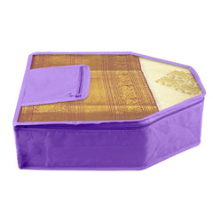 Heart Home Blouse Cover | Clothes Storage Bag | Zipper Wardrobe Organizers | Clothes Organiser with Attached Pocket with White Lace | Non-Woven Front Transparent | Pack of 6 | Purple