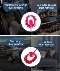 Kuber Industries Car Duster | Cleaning Duster with Handle | Dust Cleaning Brush | Kitchen Cleaning Brush | Car Dashboard Brush | Dry-Wet Cleaning Brush | Small | Pack of 2 | Pink