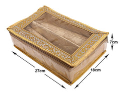 Heart Home Multipurpose Carry Design Laminated 2 Rod Bangle Box/Organizer/Case With Tranasparent Top (Gold)-47HH029
