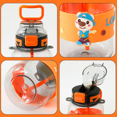 Kuber Industries Pack of 3 Kids Water Bottle With Straw |Sipper Water Bottle For Kids Boys Girls| Water Bottle with Locking Flip Lid | 800 ml |Orange | SYZ-7744C