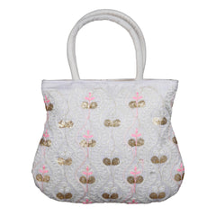 Heart Home Hand Bag|Traditional Hand Bag|Silk Wallet Hand Bag|Woman Tote Hand Bag|Ladies Purse Handbag|Gifts Hand Bag|Curved Shape Embroidery Hand Bag|Cream