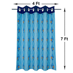 Heart Home Polyester Decorative 7 Feet Door Curtain | Rose Print Blackout Drapes Curtain with 8 Eyelet for Home & Office (Pink)