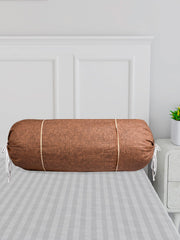 Kuber Industries Bolster Covers | Cotton Bolster Cover Set | Diwan Bolster Cover Set | Bolster Pillow Cover | Khakhi Printed Masand Cover | 16x32 Inch | Pack of 2 | Brown