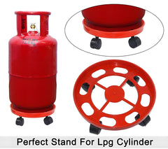 Kuber Industries 2 Pieces LPG Cylinder Trolley Easily Movable Stand with Wheels, Gas Cylinder Stands, Gas Cylinder Trolley (Blue & Red)-KUBMART11184