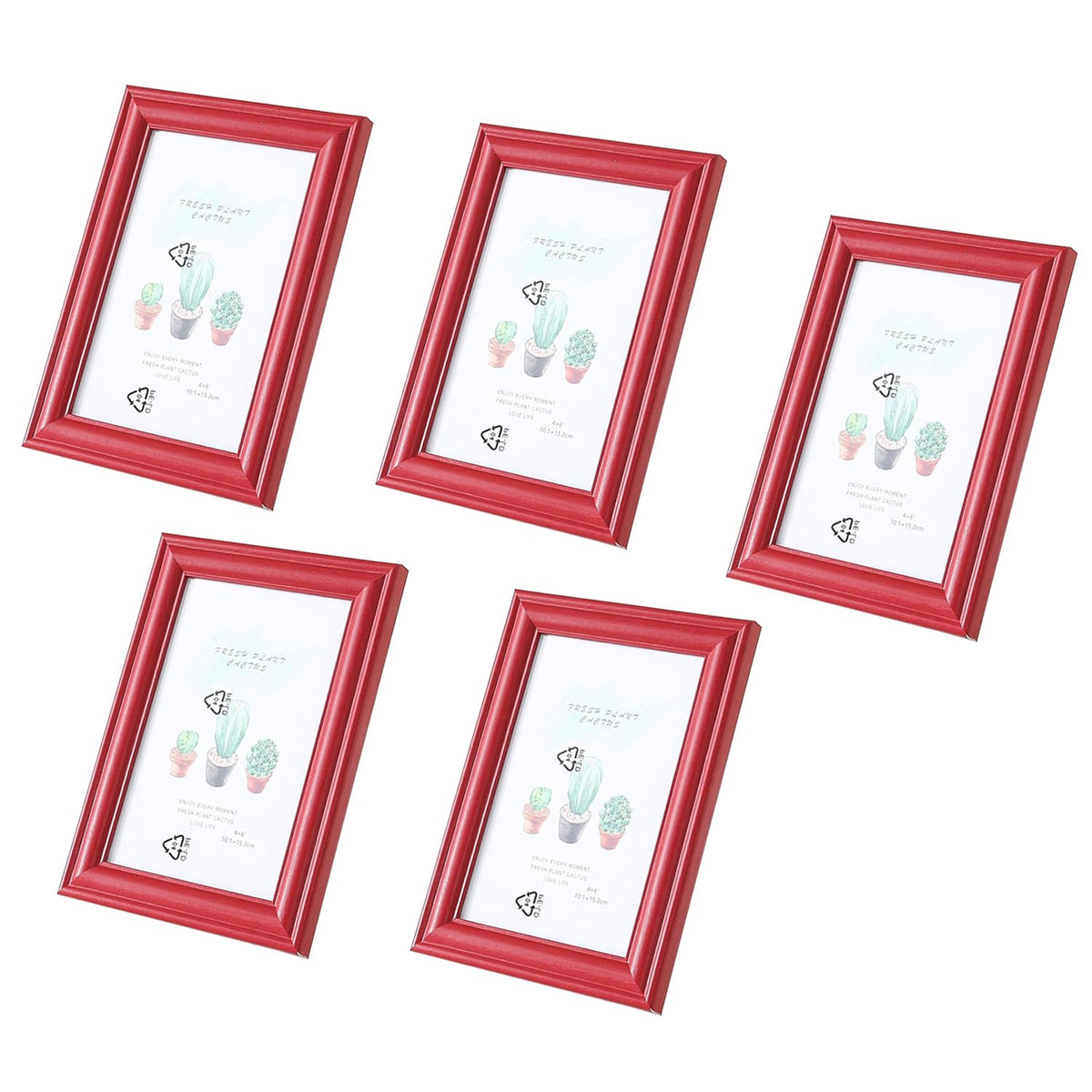 Kuber Industries Photo Frame For Home Décor|Use Horizontal & Vertical|Crystal Clear Glass|Perfect For Home, Office And Shop "11.6x16.7CM"-Pack of 5 (Red)