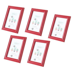 Kuber Industries Photo Frame For Home Décor|Use Horizontal & Vertical|Crystal Clear Glass|Perfect For Home, Office And Shop "11.6x16.7CM"-Pack of 5 (Red)