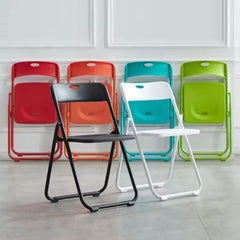 Urbane Home Folding Chair for Home | Iron Frame & PP Plastic Seat | Lightweight, Portable, Balcony, Garden, Camping Chair | Anti Slip Legs | Indoor Outdoor Chair | Lake Blue | 44 * 42 * 75cm