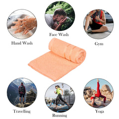 Kuber industries Face Towel | Towels for Facewash | Towels for Gym | Facewash for Travel | Towels for Daily use | Workout Hand Towel | Lining Design | 14x21 Inch | Pack of 2 | Peach