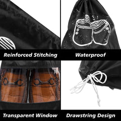 Heart Home Shoe Cover | Travel Shoe Storage Bags | Polyester Storage Bags | Drawstring Shoe Cover | Clear Transparent Shoe Storage Organizer | Pack of 6 | Multi