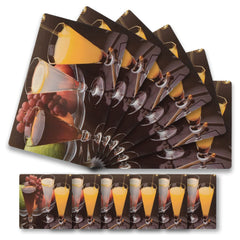 Kuber Industries Juice Glass Print PVC Table Mats/Placemat with 6 Coasters for Kitchen, Dining Table Set of 6 (Brown) 54KM4380