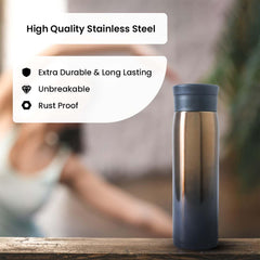 Kuber Industries LeakProof Insulated Stainless Steel Water Tumbler Bottle for Men's | Water Bottle for Office & Kids | Ideal for Gym, Home, Hiking & Travel | CO230201D-Gradient Gold
