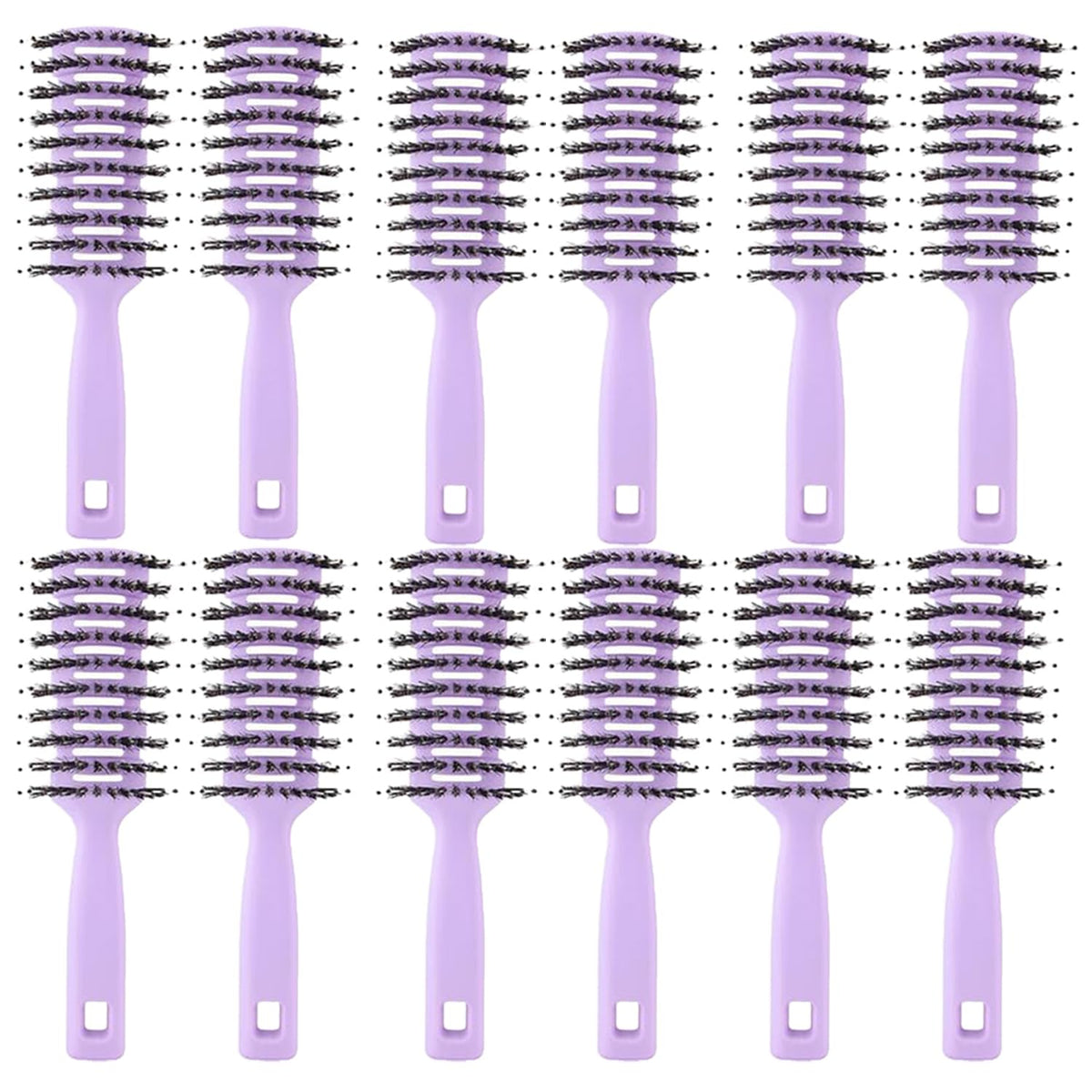 Kuber Industries Hair Brush | Flexible Bristles Brush | Hair Brush with Paddle| Suitable For All Hair Types | Round Vented Hair Brush | 12 Piece | Pack of 4 | C13-X-PURP | Purple