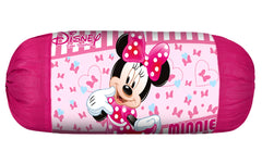 Kuber Industries Disney Minnie Mickey Print Silk Special Long Crush Bolster Cover- Set of 3, Roral Blue & Black & Pink-KUBMART10026