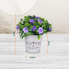 Kuber Industries Artificial Plants for Home Décor|Natural Looking Indoor Fake Plants with Pot|Artificial Flowers for Decoration-Pack of 6 (Lavender)