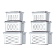 Kuber Industries 6 Pcs Food Containers | Storage Box for Fridge | Vegetable Fruit Boxes | Refrigerator Storage Box | Containers With Lid | Handheld Strainer Basket | HXP00740 | Transparent |Pack of 2
