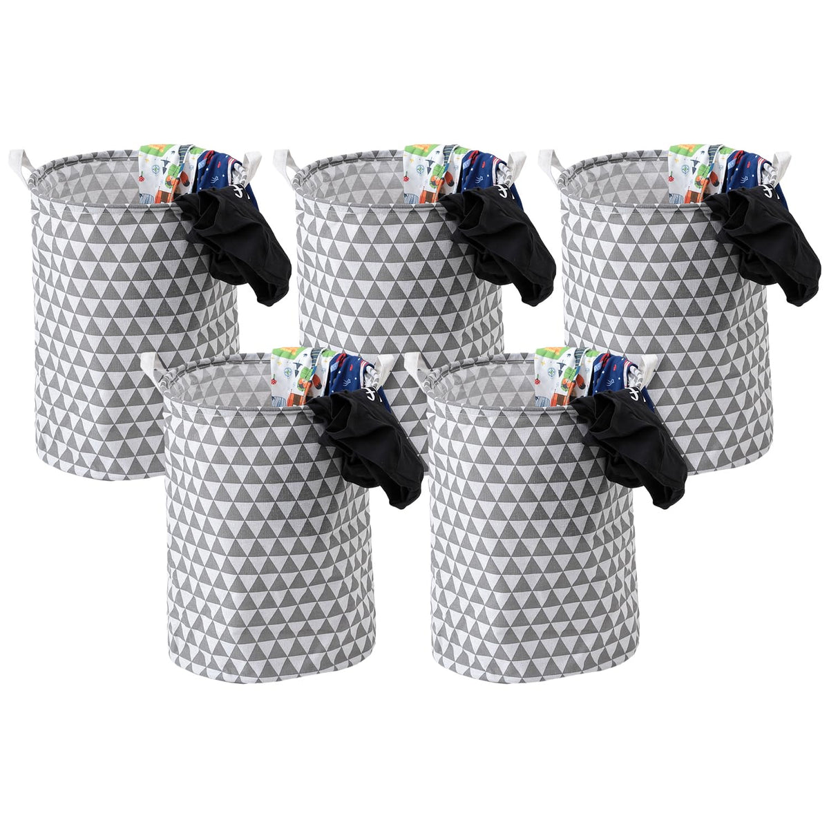 Kuber Industries Laundry Basket For Clothes|Foldable Laundry Hamper|Basket For Toys, Dirty clothes, Storage "45 LTR"-Pack of 5 (Grey)