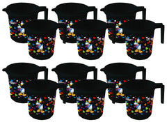 Kuber Industries Disney Team Mickey Print 12 Pieces Unbreakable Strong Plastic Bathroom Mug,500 ML (Black) -HS_35_KUBMARTS17121