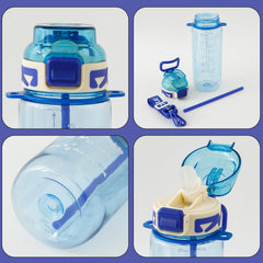 Kuber Industries Pack of 6 Kids Water Bottle With Straw |Sipper Water Bottle For Kids Boys Girls| Water Bottle with Locking Flip Lid | 720ml |Blue | SYZ-7774A