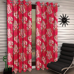 Kuber Industries Polyester 4 Pieces 7 Feet Eyelet Door Curtain (Pink) -Ctktc12963